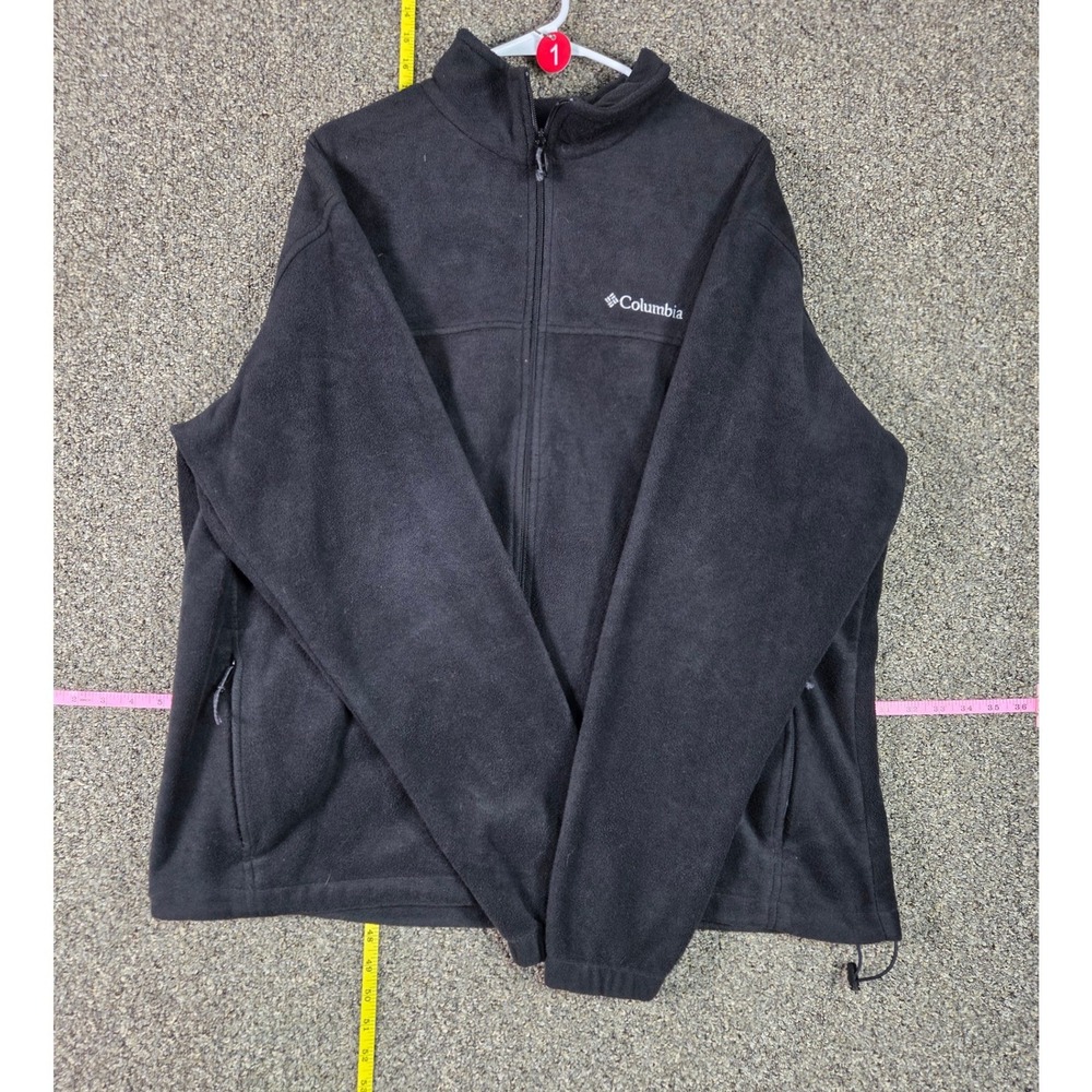 Columbia Fleece Jacket Mens XXL Black Full Zip Steens Mountain Mock Neck